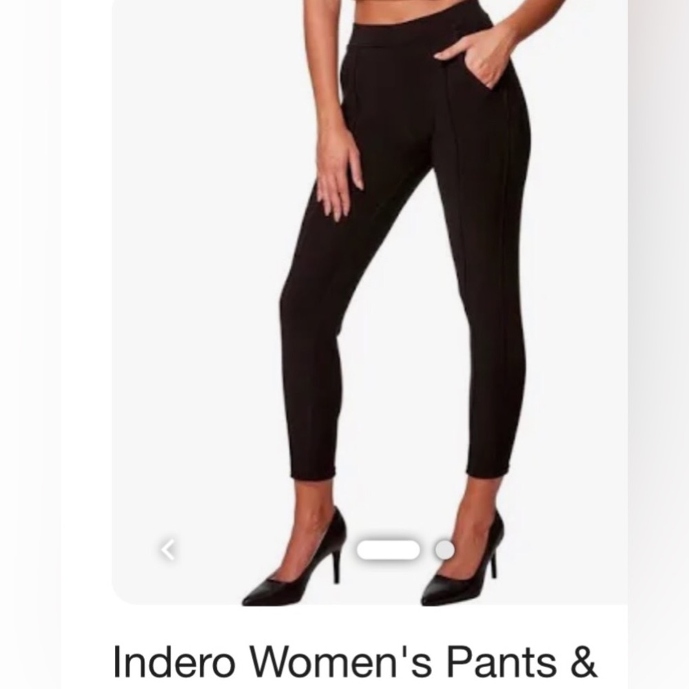 INDERO, Black Business Leggins W/back faux pockets, front side pockets Fit L/XL - Picture 1 of 16